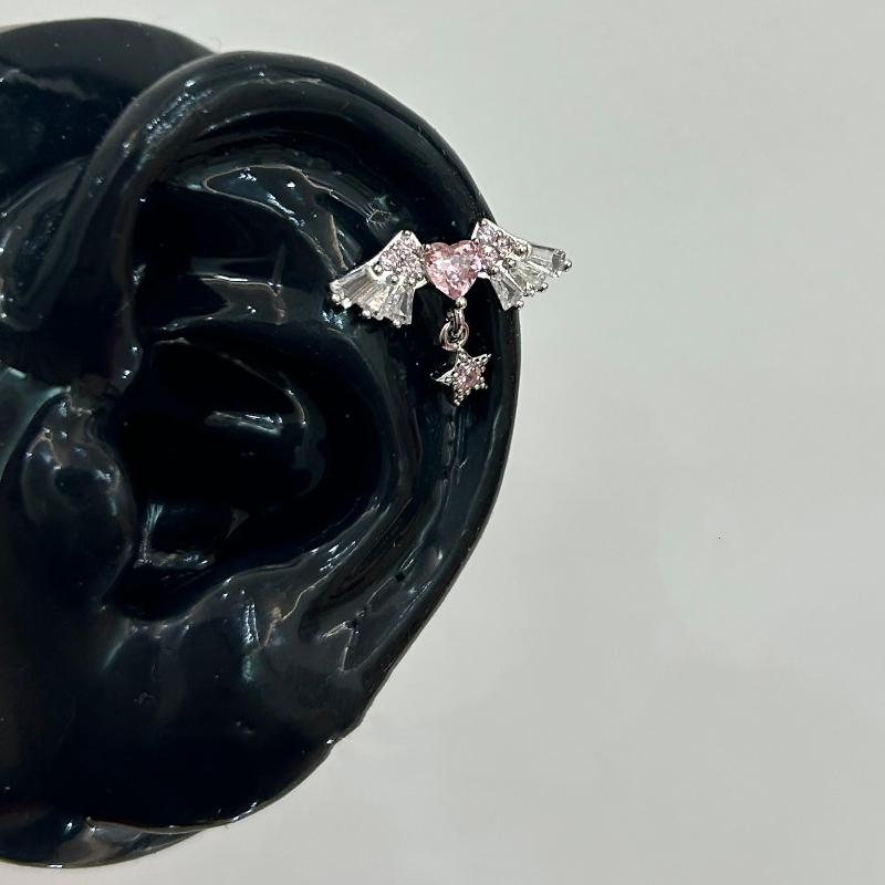 1 шт. Розовое Сердце Крылья Звезда Подвеска Козелок Гвоздик для Уха Нержавеющая Сталь 316L Пирсинг Серьга Y2K Панк Украшения Женские Аксессуары