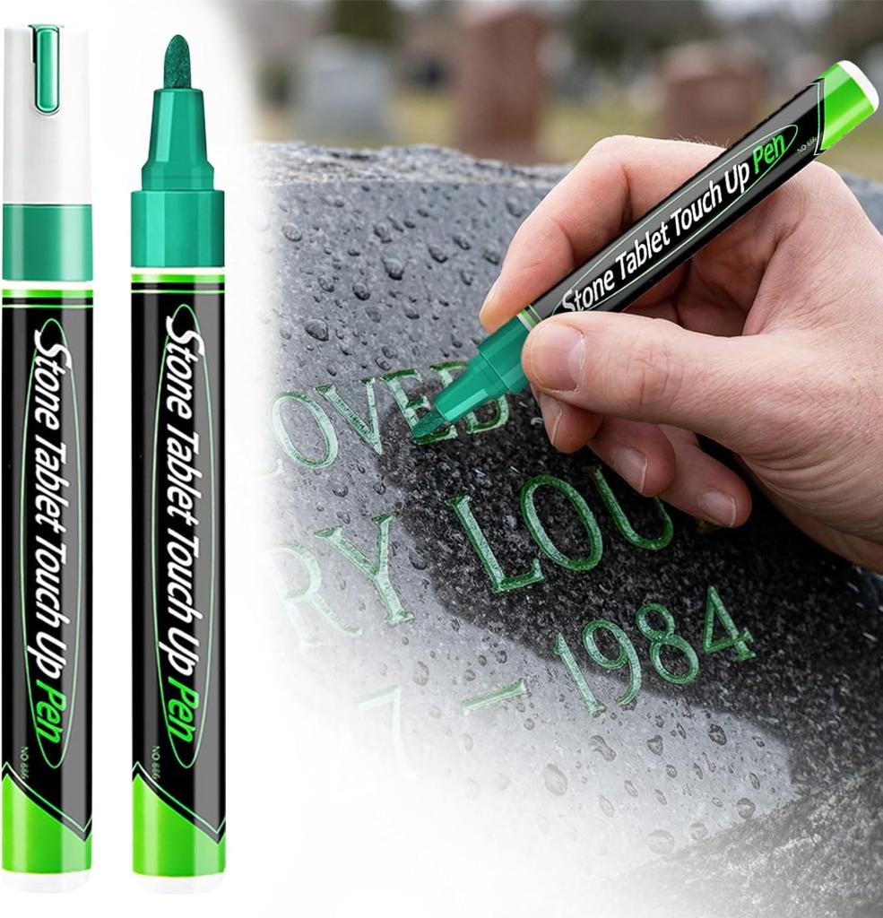 Marcador de lápida Pluma de retoque para piedra para restaurar inscripciones descoloridas en lápidas Impermeable Cobertura fuerte para letras de lápidas