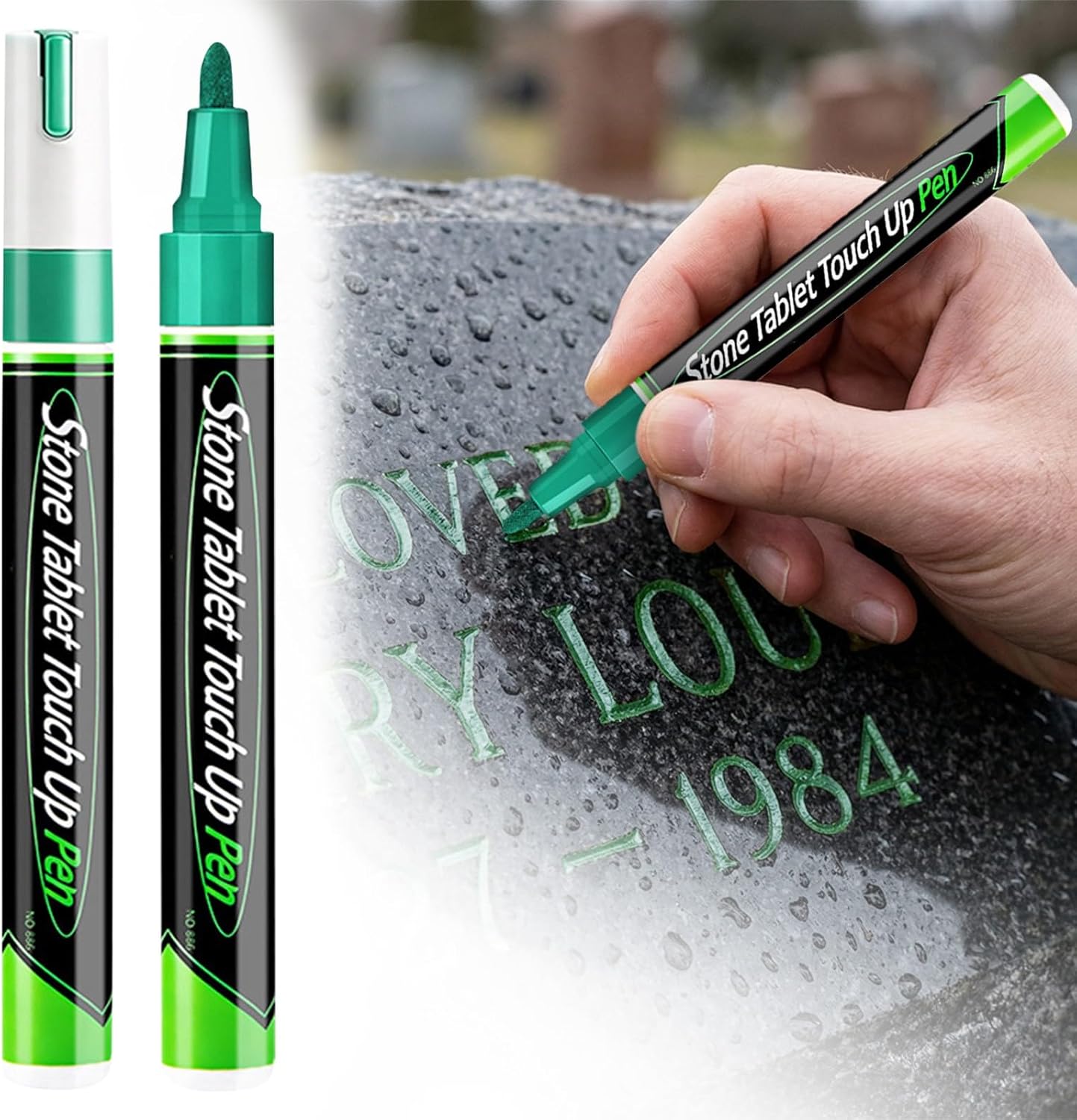 

Tombstone Marker Pen Stone Touch-Up Pen for Restoring Faded Grave Inscriptions Waterproof Strong Coverage for Gravestone Letter зелений