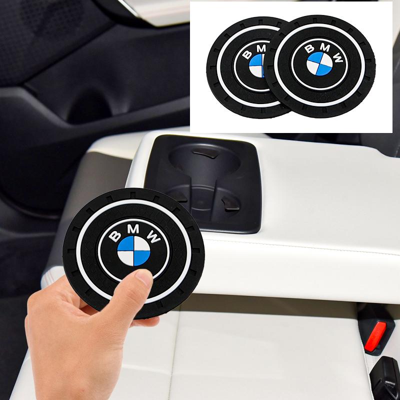 2Pcs Silicone Car Water Cup Coaster Anti-Slip Pad For BMW M M3 M5 X3 F10 F20 Auto Interior Tuning Parts Accessories F30 F40 F15
