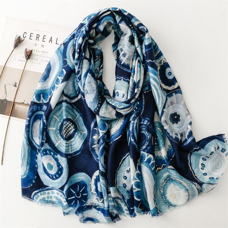 Winter Aztec Ethnic Circle Dot Fringe Viscose Shawl Scarf Lady High Quality Print Pashmina Stole Bufandas Muslim Hijab 180*90Cm
