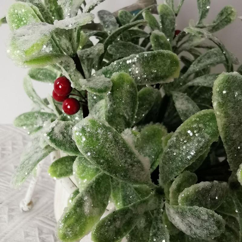 Muérdago Artificial Escarchado Ramitas Falsas Ramilletes Tallos Flores Falsas Festivas Decoración Navideña Duradera Para el Hogar Invierno Interior