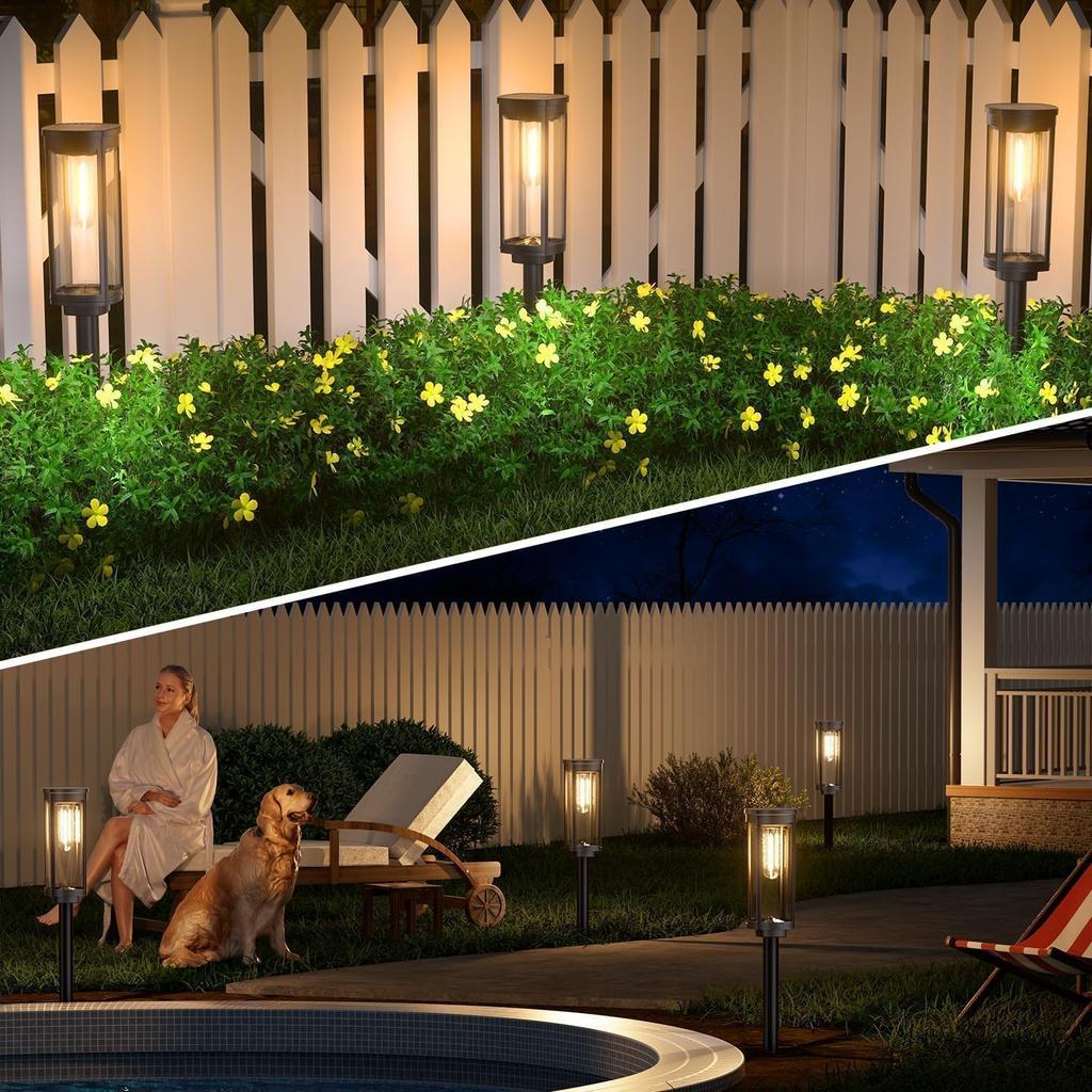 BITPOTT Solar Outdoor Automatic Garden Lights of IP65 3 Garden Path Suitable for Flower and Landscapes Lights, On/Off, (Set 8), Waterproof, Stylish,