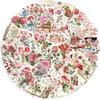50pcs Floral Stickers Flower Decorative Decals Aesthetic PET Sticker for Journaling Notebook Water Bottle Scrapbook Supplies