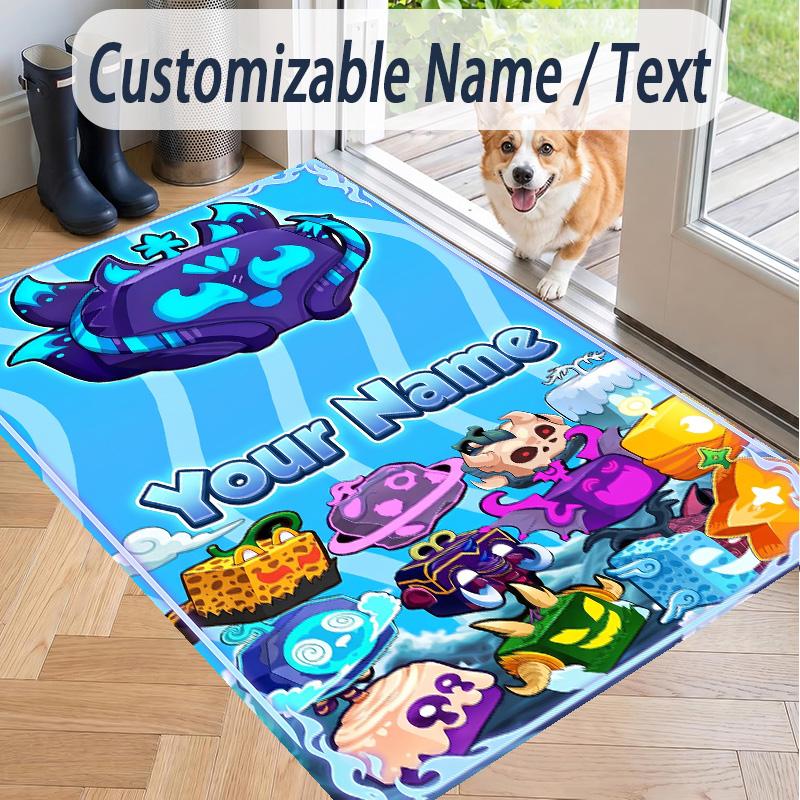Custom Text Blox Fruits Pattern Floor Rug Soft Indoor Carpet Mat Living Room Bedroom