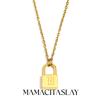MamacitaSlay 316L Stainless Steel Ancient Letters Engaged Lock Pendant Necklace 18K Gold Plated Waterproof Neck Jewelry Gift
