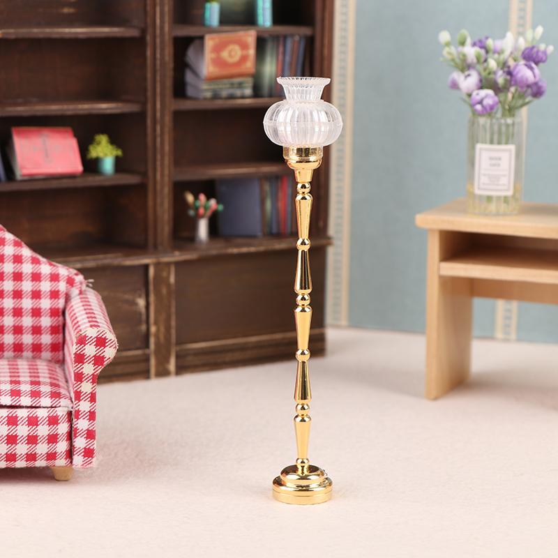 1/12 Dollhouse Miniature Floor Lamp Flower Shape Led Lamp Model Doll Home Lamp Furniture Decoration Toy Micro Scene Ornament