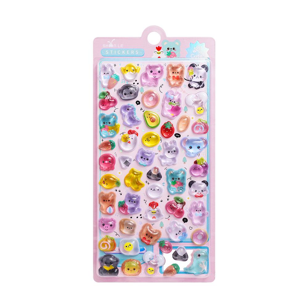 Cute Animal Cartoon 3D Relief Stickers Festival Gifts Scrapbooking DIY Journaling Stationery Diary Decor School Cute Stickers
