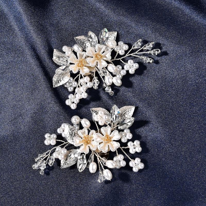 2PCS Crystal Shoe Clips Wedding Bridal Shoe Buckles Rhinestones Shoe Flowers for Party Decoration Wedding Craft Acces