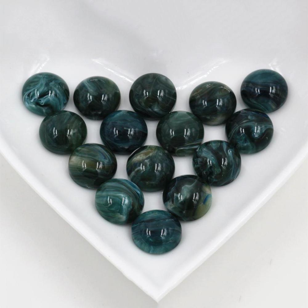 New Fashion 40pcs 12mm Mix Colors Stylish Color Brushed Style Flat back Resin Cabochons Cameo