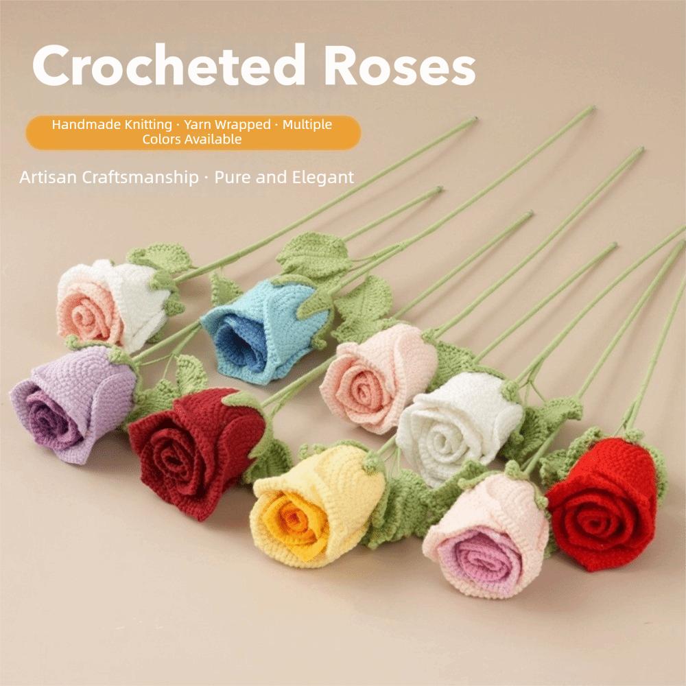 Handmade Crochet Bouquet 45cm Length Knitting Flowers Creative Crochet Flowers Wedding Gift