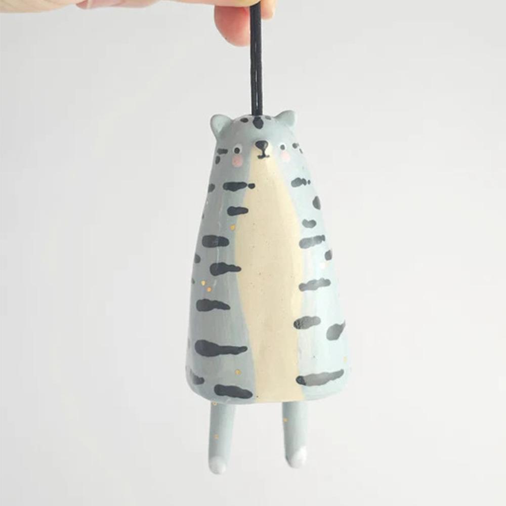 New Cute Ceramic Bells Collection Cartoon Craft Handmade Wind Chimes Simple Yard Pendant Home Decoration