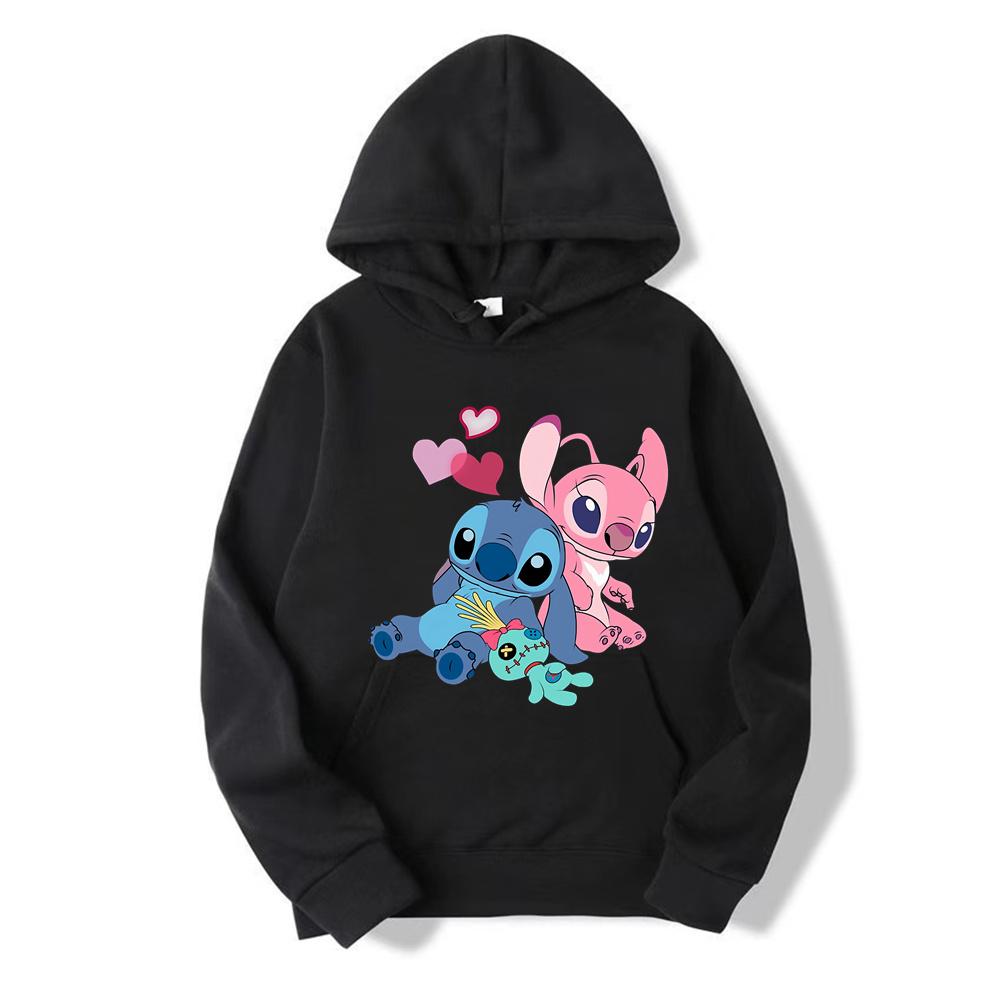 

Новый свитер для пар Disney Stitch 2024, весенне-осенний, с длинным рукавом и капюшоном, свободное повседневное пальто для женщин и мужчин 3XL