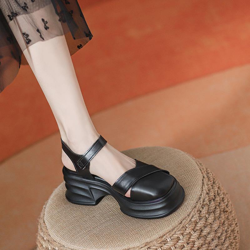 

Sandals Women s Summer Fashion Muffin Platform High Heel Baotou Small Size 33 Beach Hollow Pig Cage Shoes 39 чорний