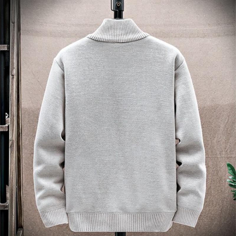 Men's Autumn Winter Cable Knit Zipper Cardigan - Thick Warm Casual Sweater for Men