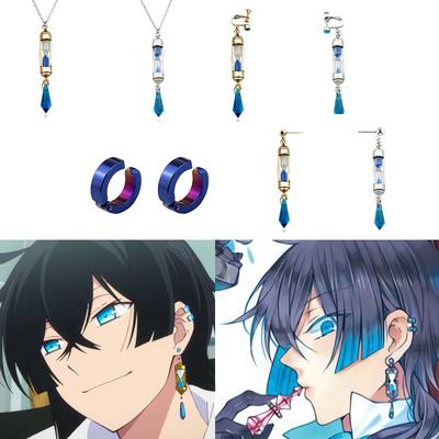 Pendientes de Vanitas de Anime Accesorios de Cosplay Reloj de Arena Cuboide Clip para Oreja Collar Joyería