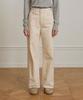Nonlocal Button Detail Semi Wide Jean - Cream