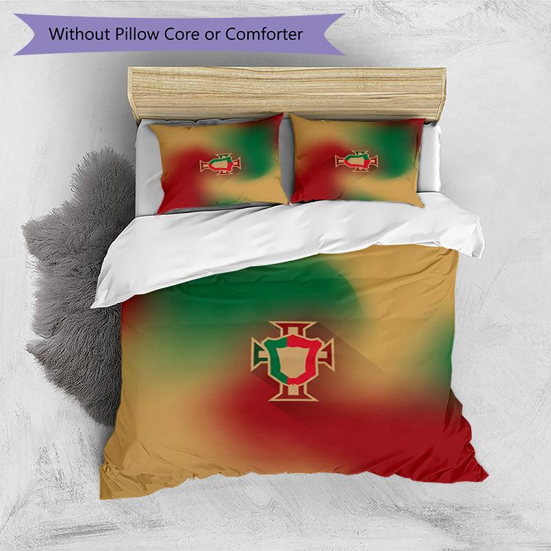 Set Biancheria da Letto Stampata Calcio Portogallo 3 Pezzi Set Copriletto Traspirante Accogliente come Regalo per la Casa Nuova o per le Feste