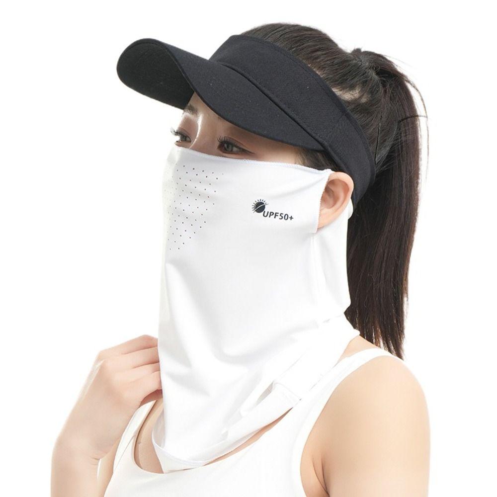 Letter Sunscreen Face Veil Breathable Neckline Face Cover Thin Summer Ice Silk Face Mask  Driving