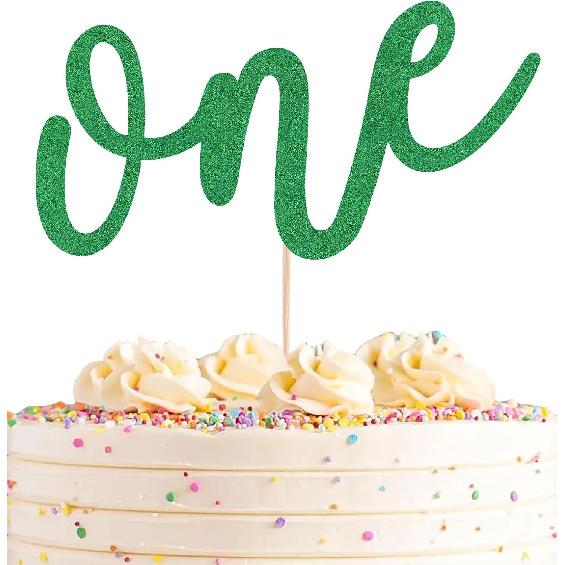First Birthday Cake Topper - Red Glitter One Cake Decorating Supplies for Girls and Boys, Perfect for Baby Shower/Gender Revealing Party/Baby Party