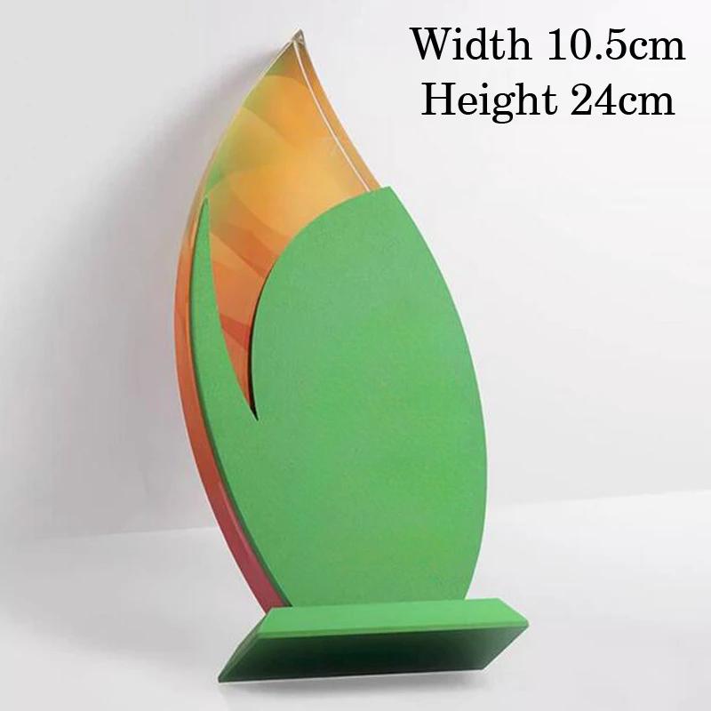 Customized Creative Metal Crystal Trophy, Honor Leaf Medal, Premium Company, Excellent Employee Souvenir, Home Decoration, 1Pc