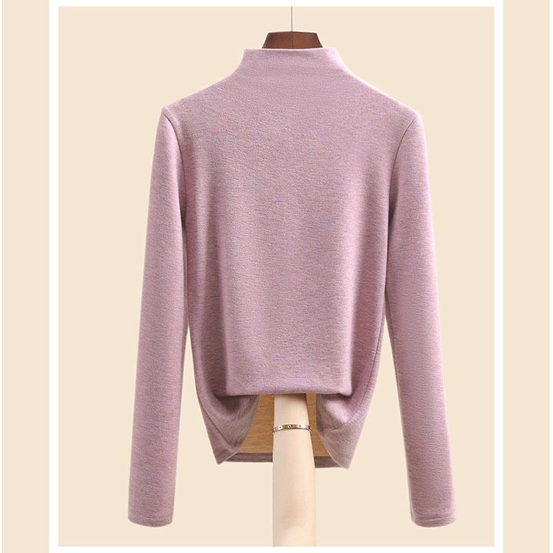 Jesienna i zimowa damska koszula z najniższym kaszmirem Dralon Mulberry Silk Półwysoki dekolt Wewnętrzne wyściełane włosy Ciepłe topy