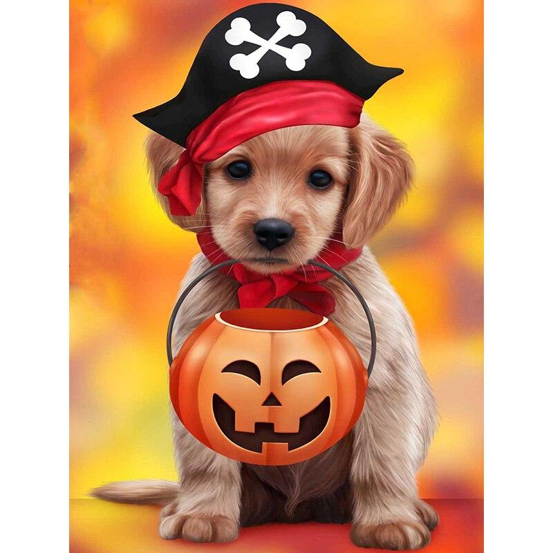 New 5D DIY Diamond Painting Dog Diamond Embroidery Animal Cross Stitch Full Round Drill Home Decor Manual Halloween Gift