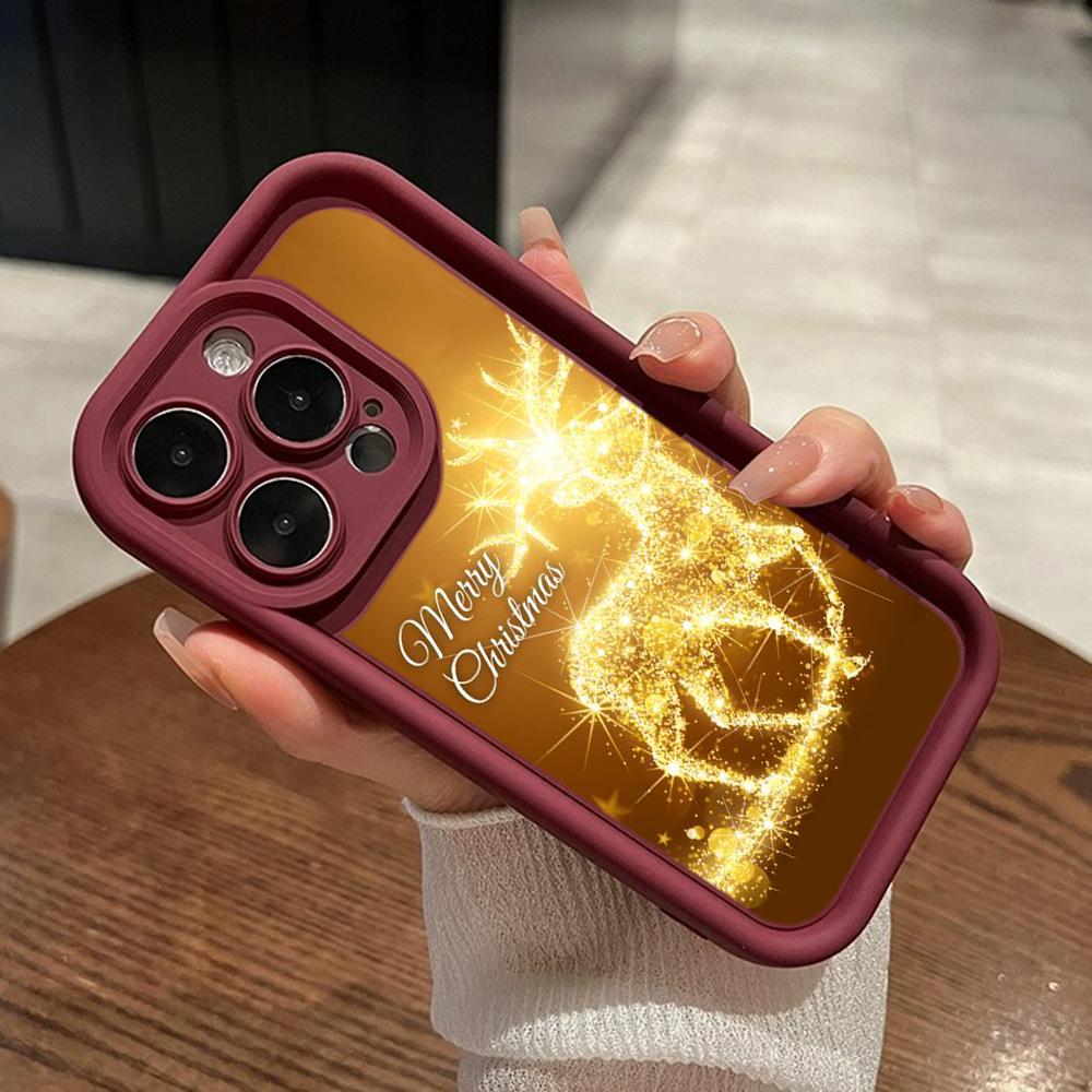 Ae121 Merry Christmas Santa design art Phone Cases for iPhone 16 14 13 11 Pro Max 15 7 8 6 Plus 12 mini XR XS Max SE Angel Eye Ladder Protective Cover