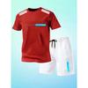 Outdoor Sports Outfit Men Summer Mesh Crew Neck Short Sleeve Tshirt Breathable Casual Shorts Set