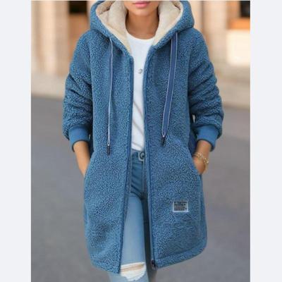 Thickened Fleece-lined Sweatshirt Women's Hooded Top Cardigan Winter Trendy Style Lamb Wool Jacket