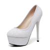 Wedding Party Shoes Women Sexy Super High Heels White/Silver/Pink Glitter Pumps Bling Pointed Toe Platform Shoes Zapatos Mujer