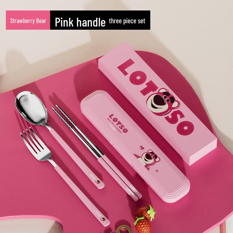 Strawberry Bear Portable 3-Piece Utensil Set