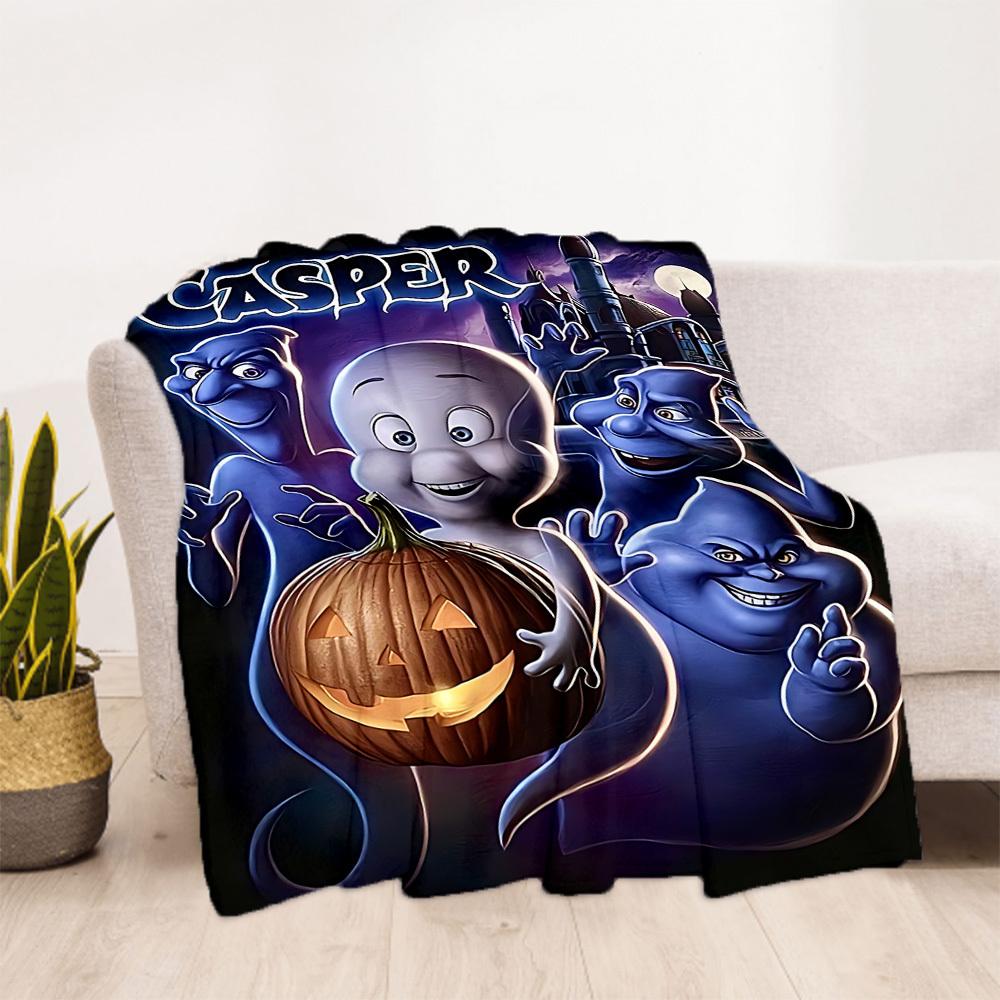 1pc Casper the Friendly Ghost Outdoor Blanket Lightweight Flannel, Soft & Warm, All Season Use for Sofa, Outdoor, Camping, Living Room, Office, Chair