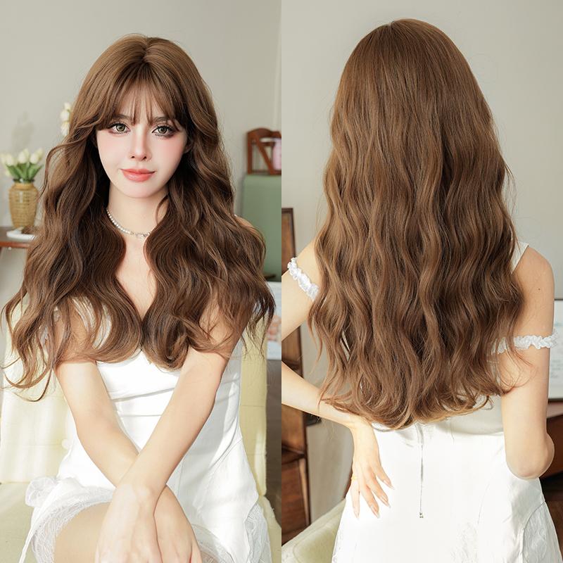 Professional  WIGS Long Body Wavy Sakura Pink Wig for Sweet Girl High Density Synthetic Loose Curly Hair Wig with Bangs Beginner Friendly