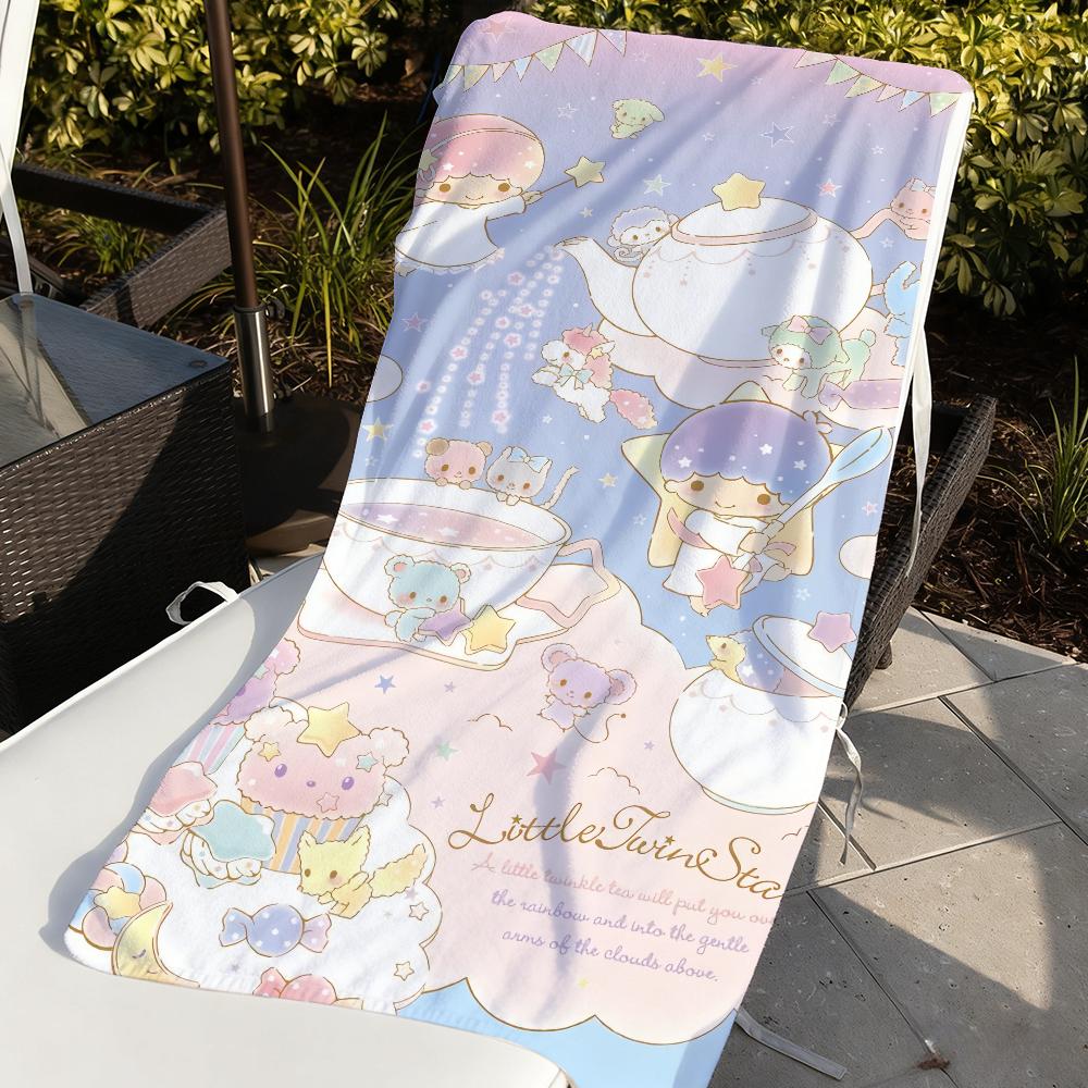 Sa Cute L-Little Twin Stars Cartoon Towel Quick Dry Soft Yoga Swimming Fitness Mountain Climbing Large Beach Towels