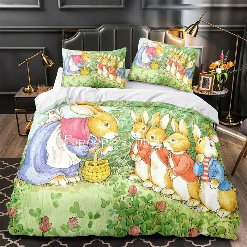 3D Print Peter the Rabbit  Bedding Set,Duvet Cover Comforter Bed Set Quilt Cover Pillowcase,King Queen Twin Size Boys Girls