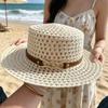 Summer vacation flat top personality British style quality hollow straw hat men and women travel outdoor leisure sun protection hat new