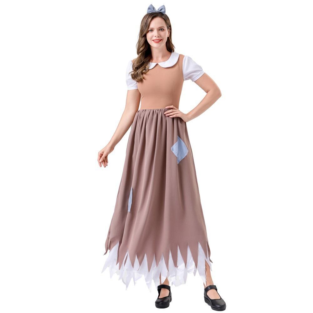 Cosplay Halloween maid dress European and American Snow White rag patch costume civilian poor stage show clothes