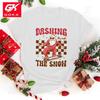 Unisex Fashion O Neck Tops Christmas Dashing Through The Snow Printing Shirt Short Sleeve Cotton T Shirt Casual Shirt T Shirts