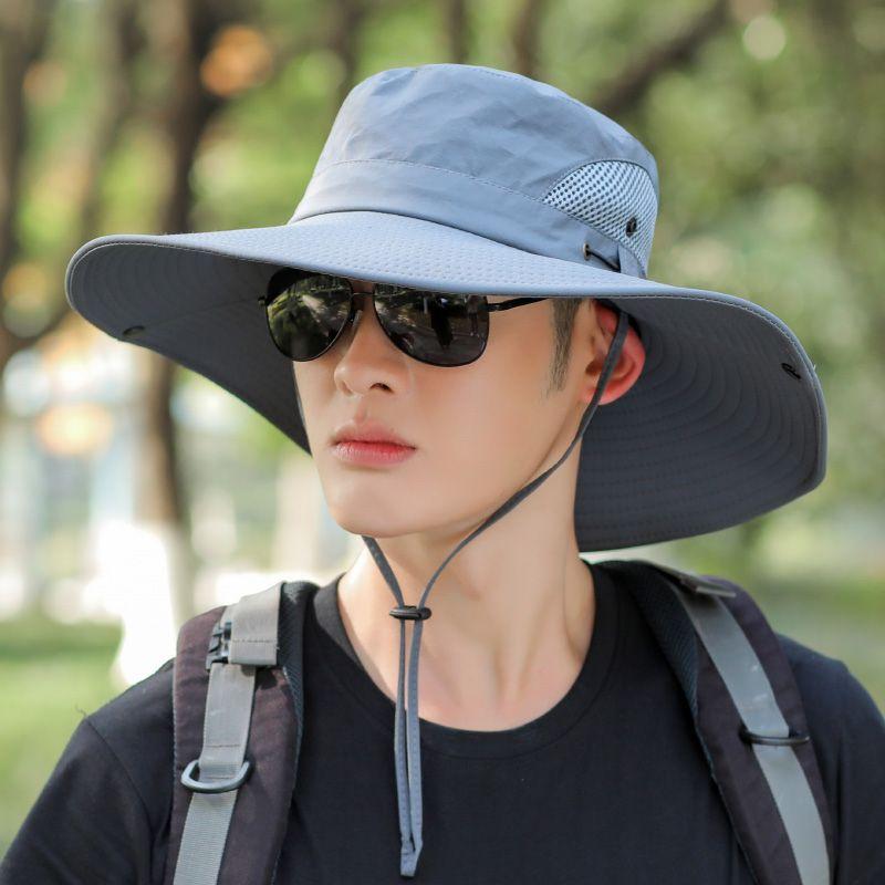 Summer big brim breathable net fishing climbing hat travel bucket hat women outdoor sunscreen sunshade foldable quick drying