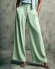 Women High Waisted Wide Leg Palazzo Pants Light Blue Denim Look Trousers