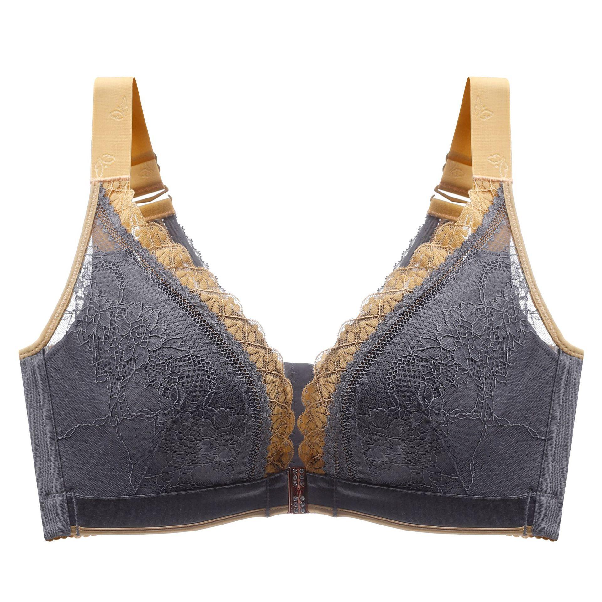 

Сексуальный кружевной бюстгальтер с застежкой спереди и сзади, дышащими чашками, больших размеров, для поддержки боковых частей груди, с красивой спинкой и пуш-ап, без косточек 48/110E