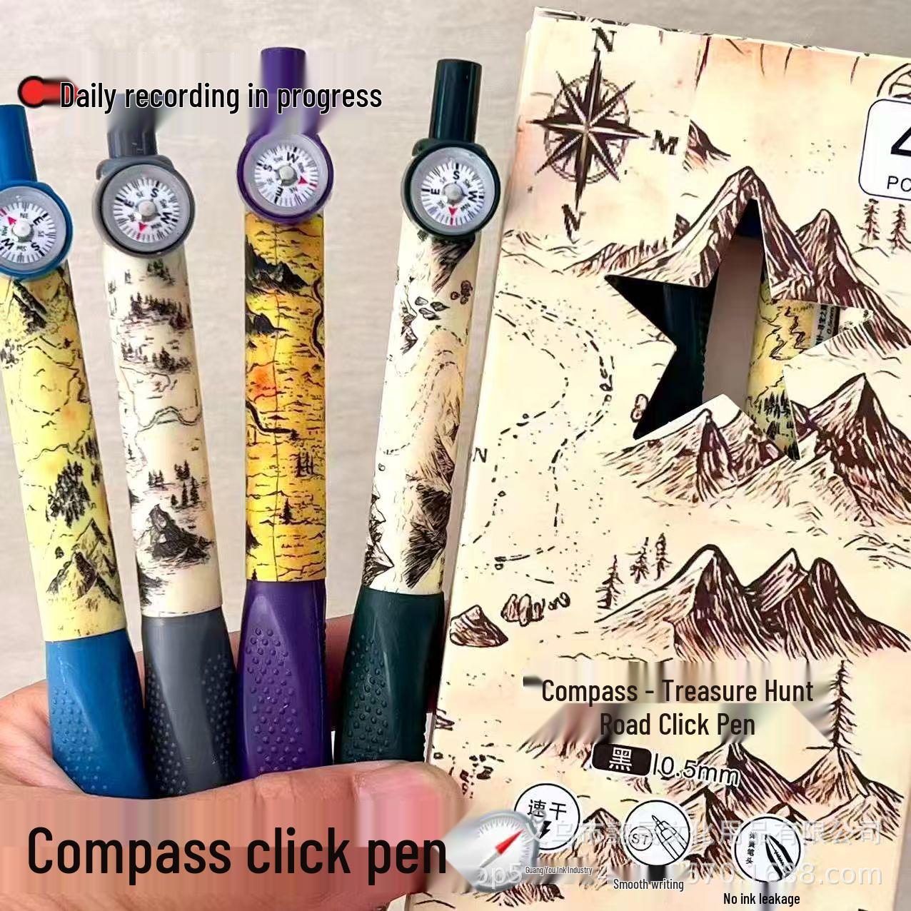 

Treasure Hunt Quick-Dry Neutral Pen with Compass, Load Reduction, and Smooth Click Brush for Correct Student Posture Girls Compass Path Soft Pen