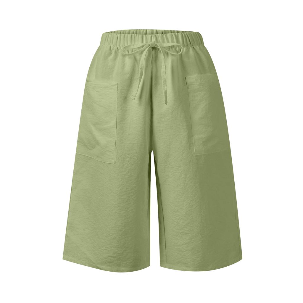 Women's Casual Loose Fit Shorts with Pockets Elastic Waistband Drawstring Solid Color Comfortable Lightweight Summer Bottoms