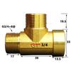 Raccordo a T a 3 vie in ottone DN20 3/4" BSP femmina su maschio, adattatore di accoppiamento per acqua, carburante, gas