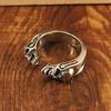 Verstellbarer Vintage Totenkopfring in Sterling Silber Gothic Retro Offener Ring Herren Damen