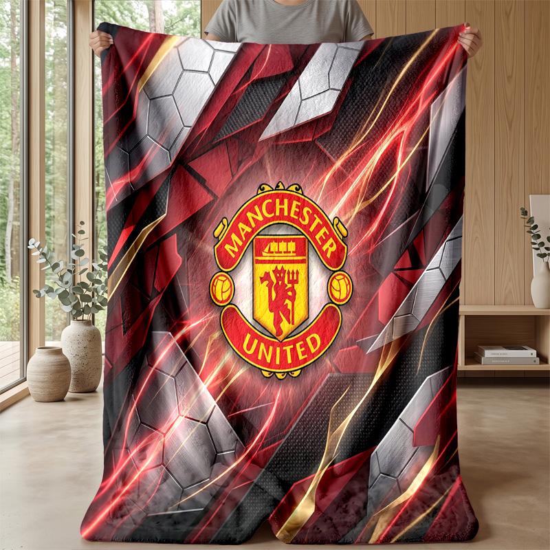 Manchester United Theme Blanket Soft Flannel Blanket Plush Throw Blanket Cozy Sofa Bed Blanket for Home Decor