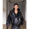 Women's American Retro Coffee Leather Motorcycle Jacket (Autumn 2024) - Short, Loose, Slimming Design