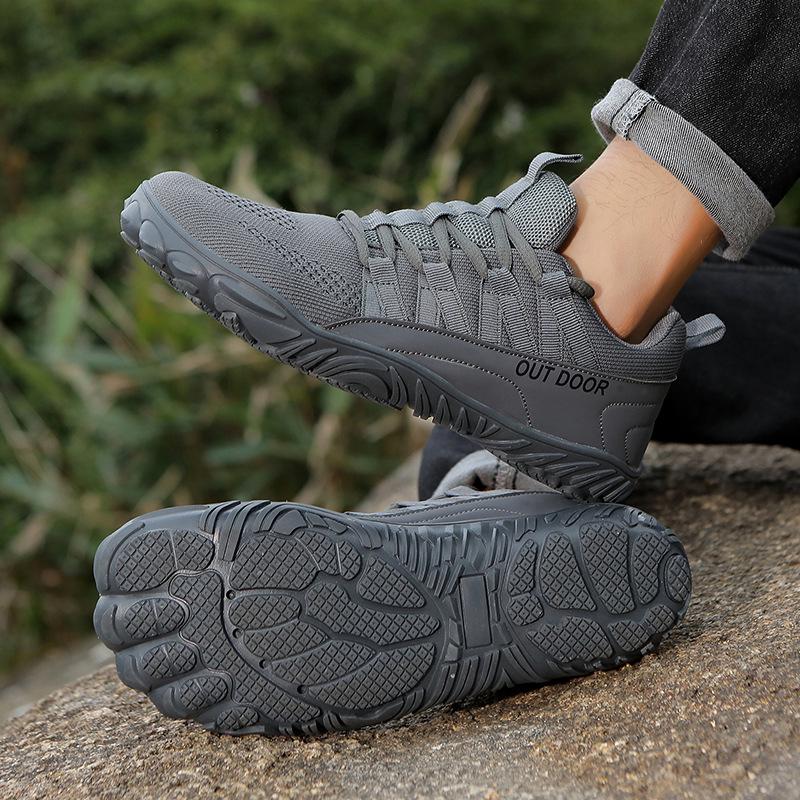 Scarpe da Escursionismo e Ciclismo da Uomo Antiscivolo a Cinque Dita con Punta Larga in Fly-Knit