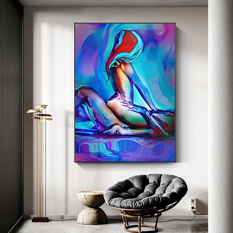 Modern Abstract Love Couple Canvas Wall Art - HD Printed Framed Painting for Living Room Bedroom, Contemporary Home Decor Gift